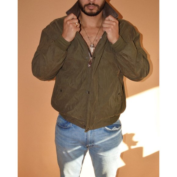 Vintage Dockers Leather Collared Bomber Jacket - Picture 1 of 3